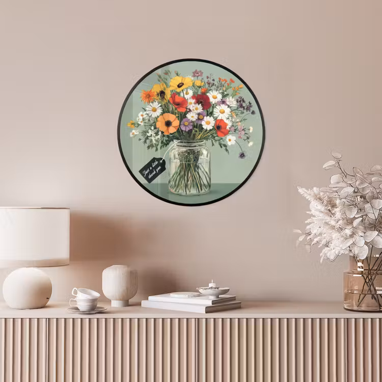 Bloemen - Vaas - Kaartje Fotolijst rond zonder passe partout klein -sfeer3