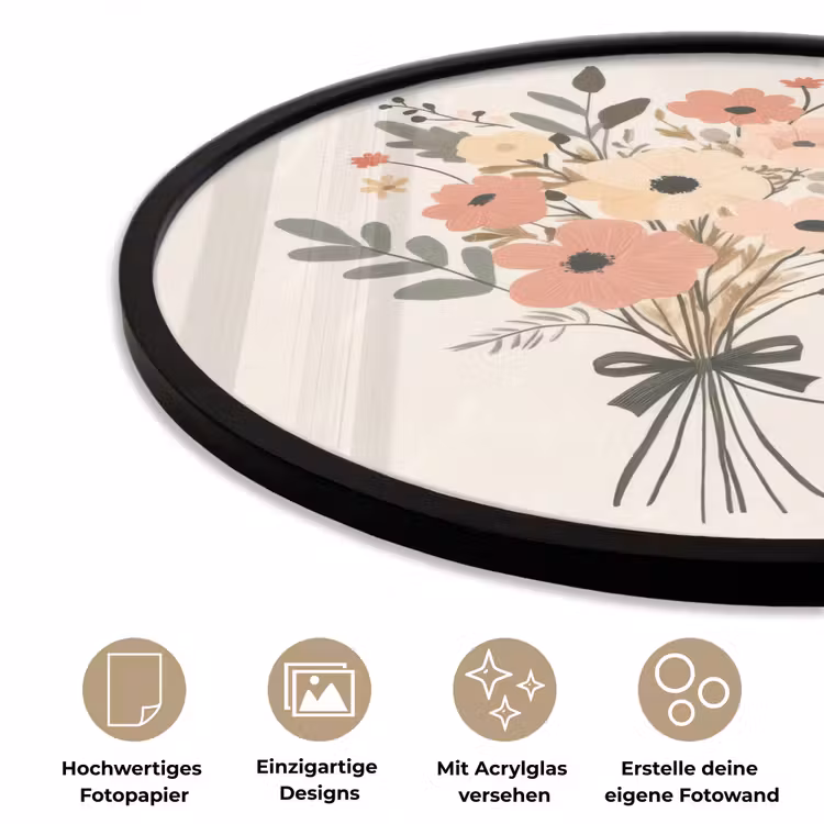 Bloemen - Quote - Beige - Lint Fotolijst rond zonder passe partout klein -closeup_DE
