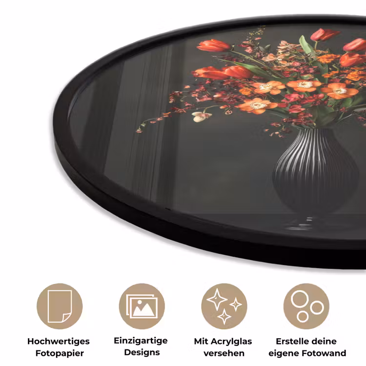 Bloemen - Takken - Boeket Fotolijst rond zonder passe partout klein -closeup_DE