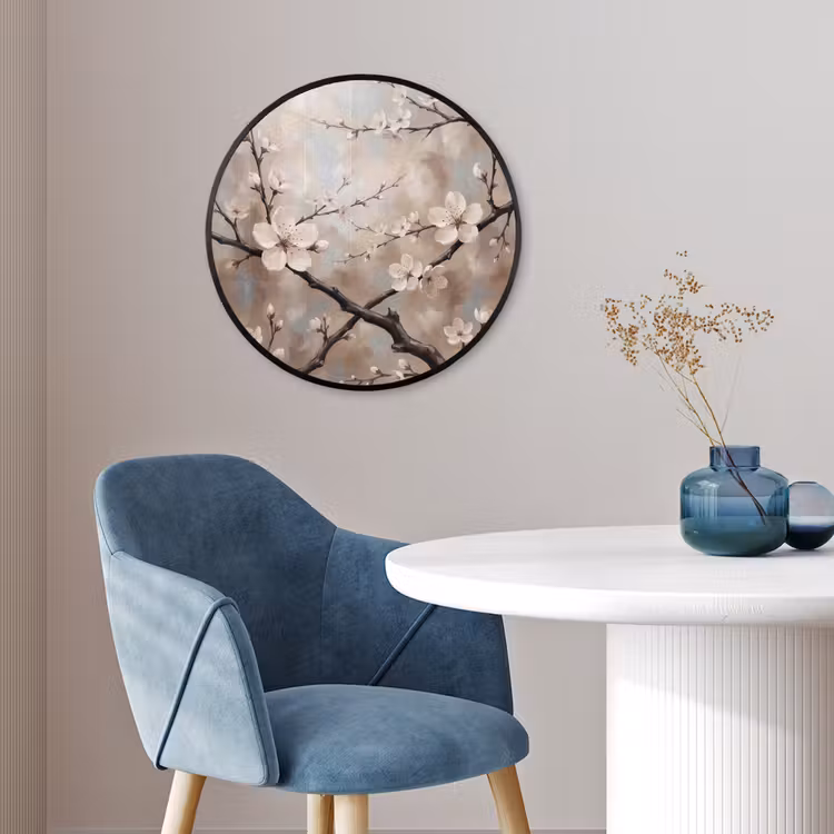 Bloesem - Takken - Schilderij - Beige - Serene Fotolijst rond zonder passe partout klein -sfeer2