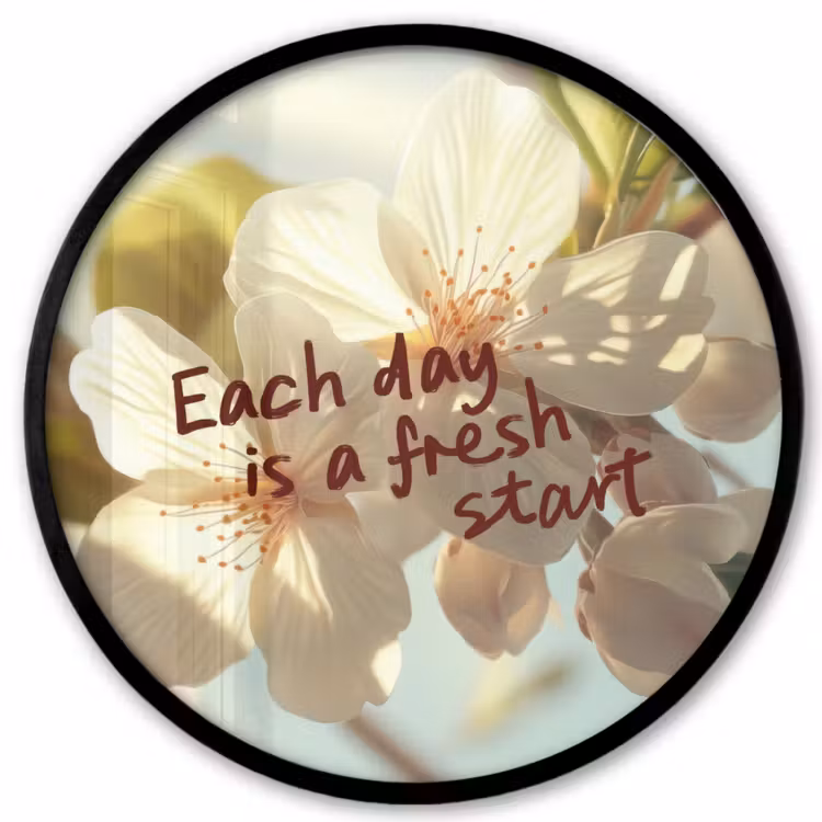 Bloesems - Zonlicht - Quote - Wit Fotolijst rond zonder passe partout klein -3d