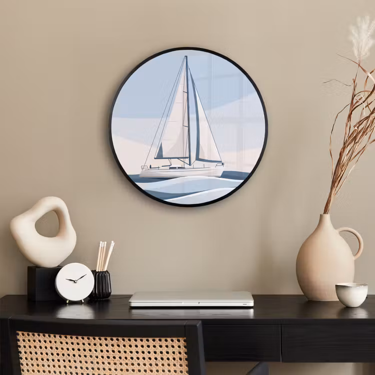 Boot - Zeil - Zee - Modern - Beige Fotolijst rond zonder passe partout klein -sfeer1