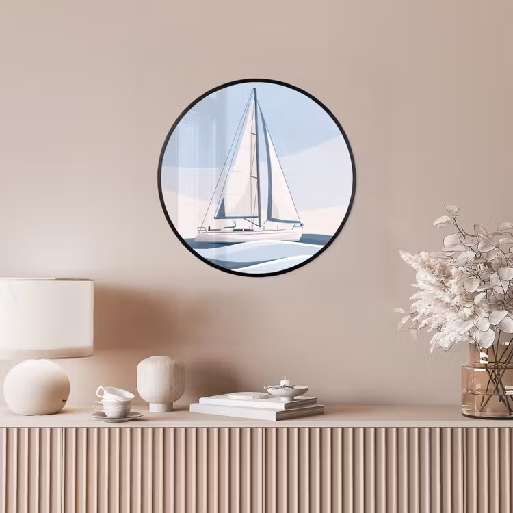 Boot - Zeil - Zee - Modern - Beige Fotolijst rond zonder passe partout klein -sfeer3