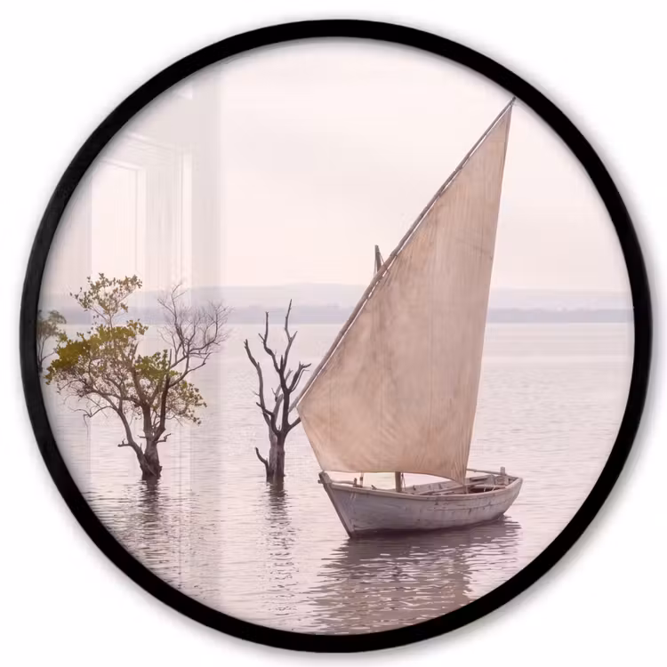 Boot - Zeil - Water - Tropisch - Natuur Fotolijst rond zonder passe partout klein -3d