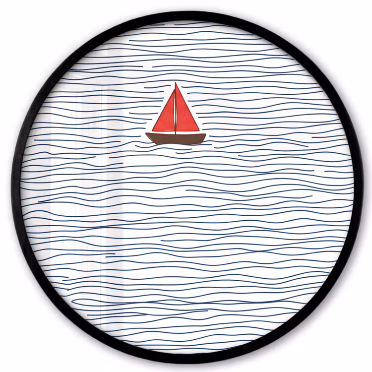 Boot - Water - Rood - Illustratie - Minimalistisch Fotolijst rond zonder passe partout klein -3d