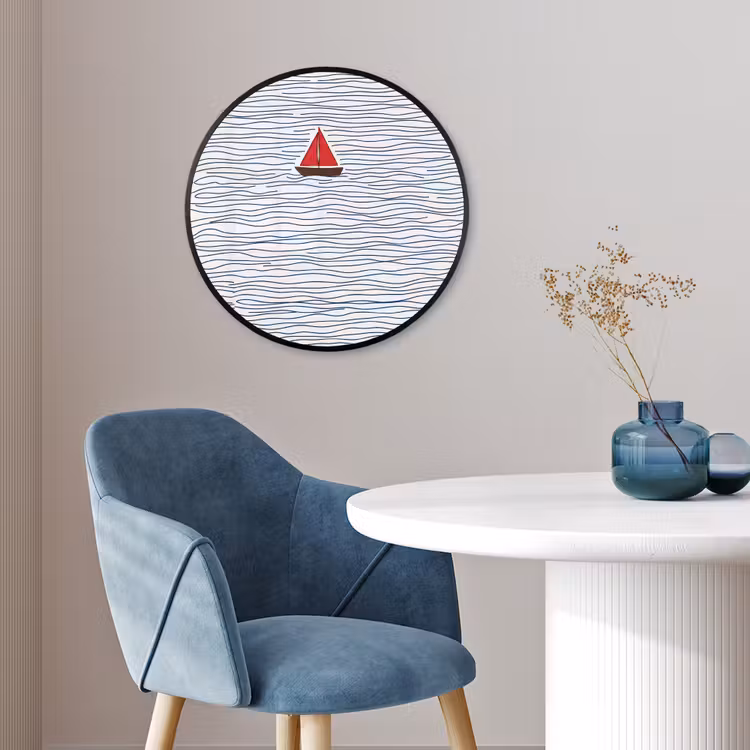Boot - Water - Rood - Illustratie - Minimalistisch Fotolijst rond zonder passe partout klein -sfeer2