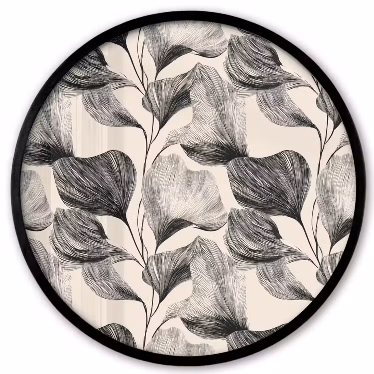Botanisch - Bladeren - Zwart Fotolijst rond zonder passe partout klein 856 -3d