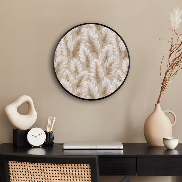 Botanisch - Patroon - Beige Fotolijst rond zonder passe partout klein 856 -sfeer1