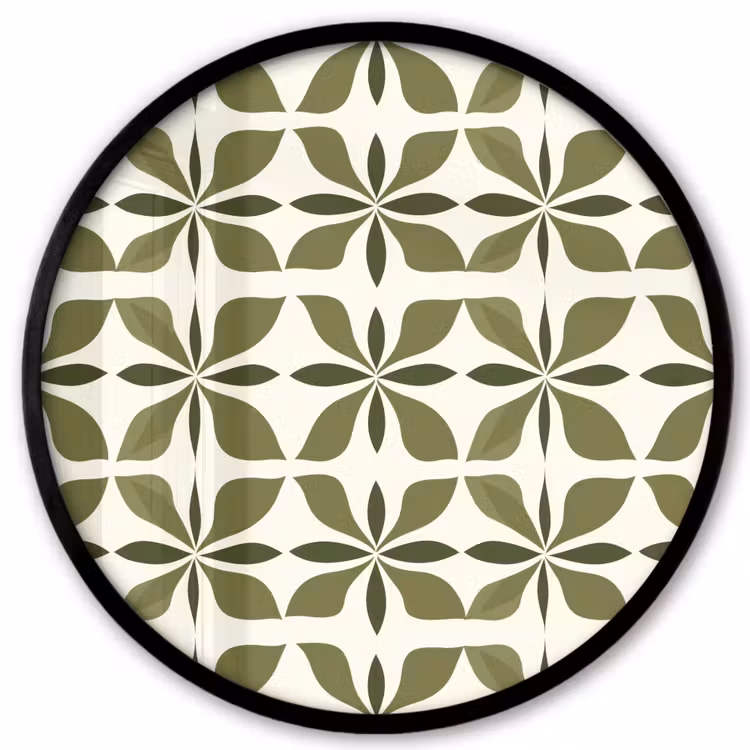 Botanisch - Retro - Groen Fotolijst rond zonder passe partout klein 856 -3d
