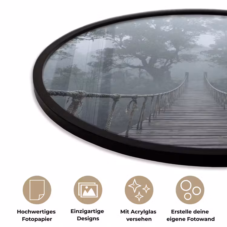 Brug - Jungle - Mist - Natuur Fotolijst rond zonder passe partout klein -closeup_DE
