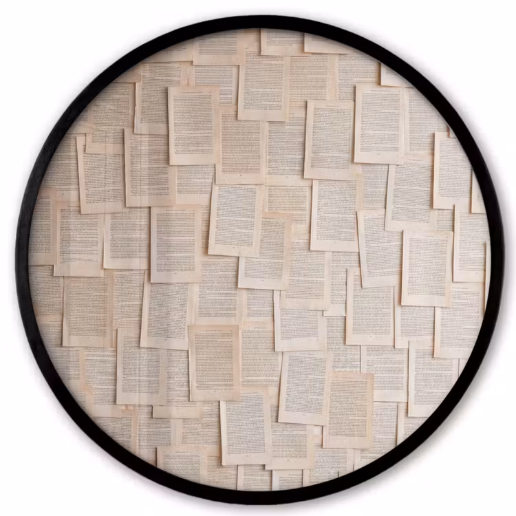 Boekpagina - Collage - Literatuur - Vintage - Beige Fotolijst rond zonder passe partout klein -3d