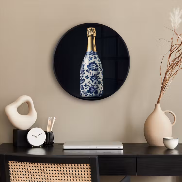 Champagne - Bloemen - Goud - Chique Fotolijst rond zonder passe partout klein -sfeer1