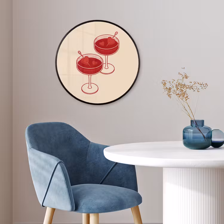 Cocktail - Hartjes - Liefde - Illustratie - Rood Fotolijst rond zonder passe partout klein -sfeer2