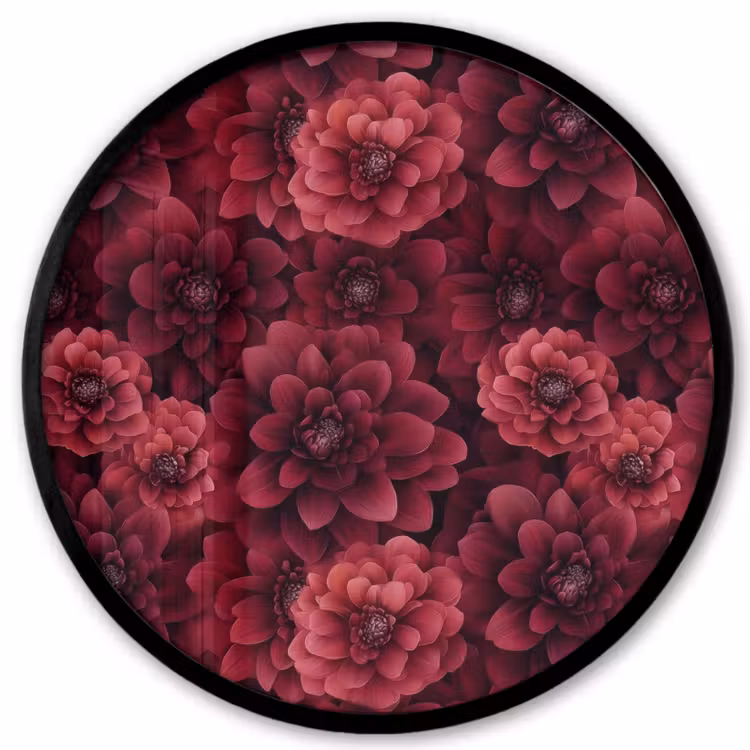 Dahlias - Bloemen - Rood Fotolijst rond zonder passe partout klein 856 -3d