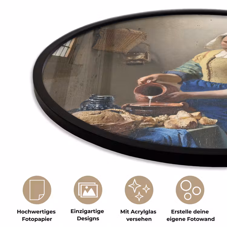 Het melkmeisje - Kunst - Oude meesters - Vermeer Fotolijst rond zonder passe partout klein -closeup_DE