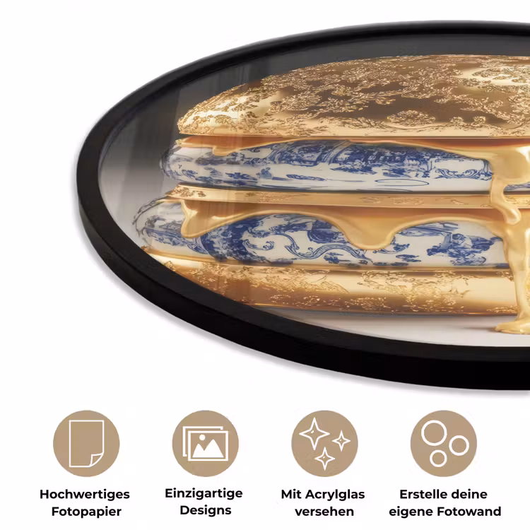 Delftsblauw - Goud - Burger Fotolijst rond zonder passe partout klein -closeup_DE