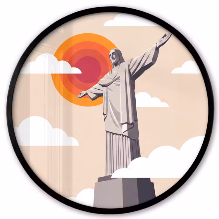 Monument - Stad - Zonsondergang - Minimalistisch - Oranje Fotolijst rond zonder passe partout klein -3d