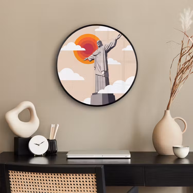 Monument - Stad - Zonsondergang - Minimalistisch - Oranje Fotolijst rond zonder passe partout klein -sfeer1