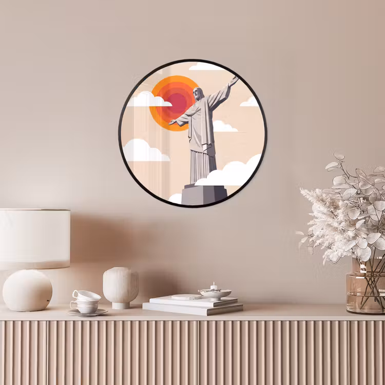 Monument - Stad - Zonsondergang - Minimalistisch - Oranje Fotolijst rond zonder passe partout klein -sfeer3