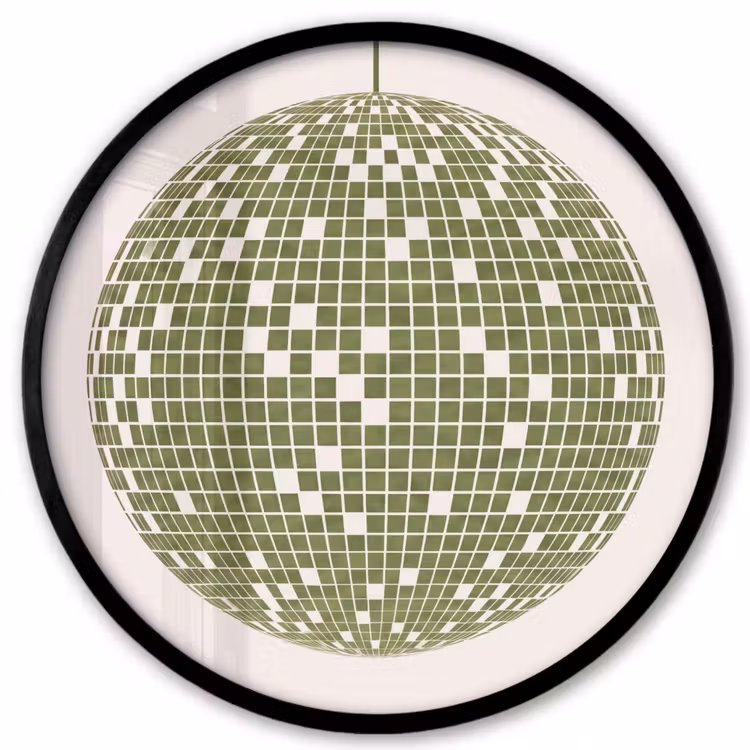 Disco - Bal - Groen - Abstract - Modern Fotolijst rond zonder passe partout klein -3d
