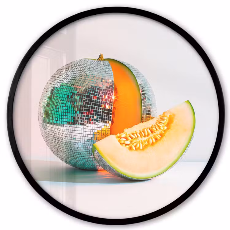 Disco - Discobal - Meloen - Pastel Fotolijst rond zonder passe partout klein -3d