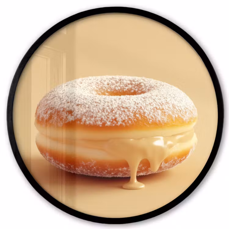 Donut - Romig - Poedersuiker - Beige Fotolijst rond zonder passe partout klein -3d