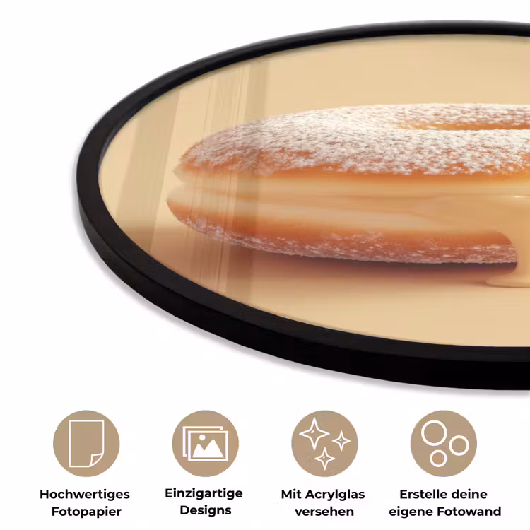 Donut - Romig - Poedersuiker - Beige Fotolijst rond zonder passe partout klein -closeup_DE