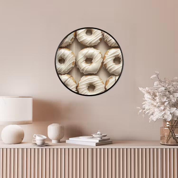 Donuts - Chocolade - Wit - Beige Fotolijst rond zonder passe partout klein -sfeer3