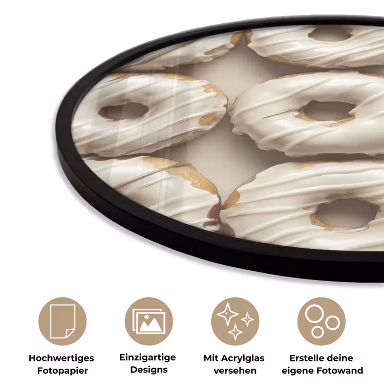 Donuts - Chocolade - Wit - Beige Fotolijst rond zonder passe partout klein -closeup_DE