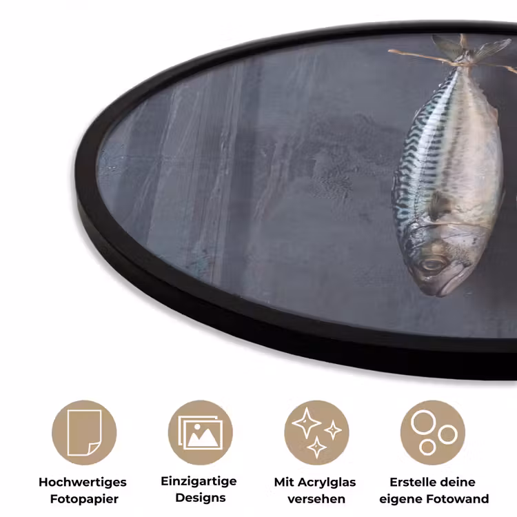 Poster im Rahmen Rund - Drei Fische – Seil - Drie vissen - Touw Fotolijst rond zonder passe partout klein