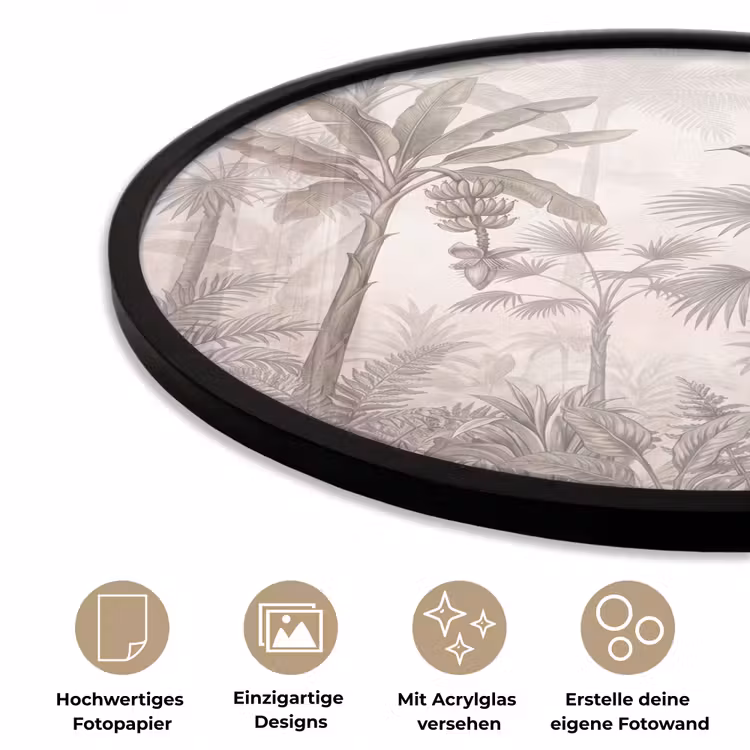 Jungle - Banenboom - Kolibrie - Beige Fotolijst rond zonder passe partout klein -closeup_DE