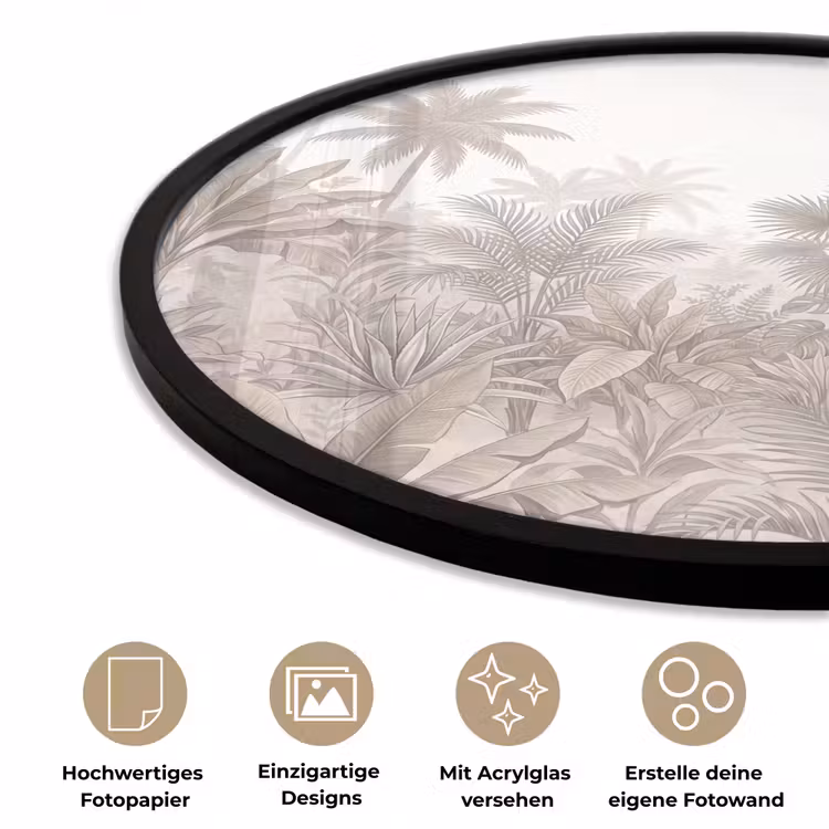 Jungle - Tropisch - Natuur -Vintage - Beige Fotolijst rond zonder passe partout klein -closeup_DE
