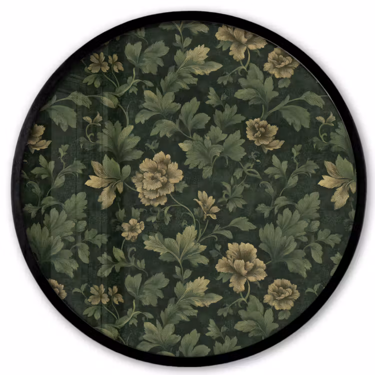 Donker - Groen - Goud - Botanisch Fotolijst rond zonder passe partout klein 856 -3d