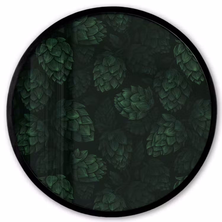 Donker - Groen - Hopbellen - Botanisch - Illustratie Fotolijst rond zonder passe partout klein 856 -3d