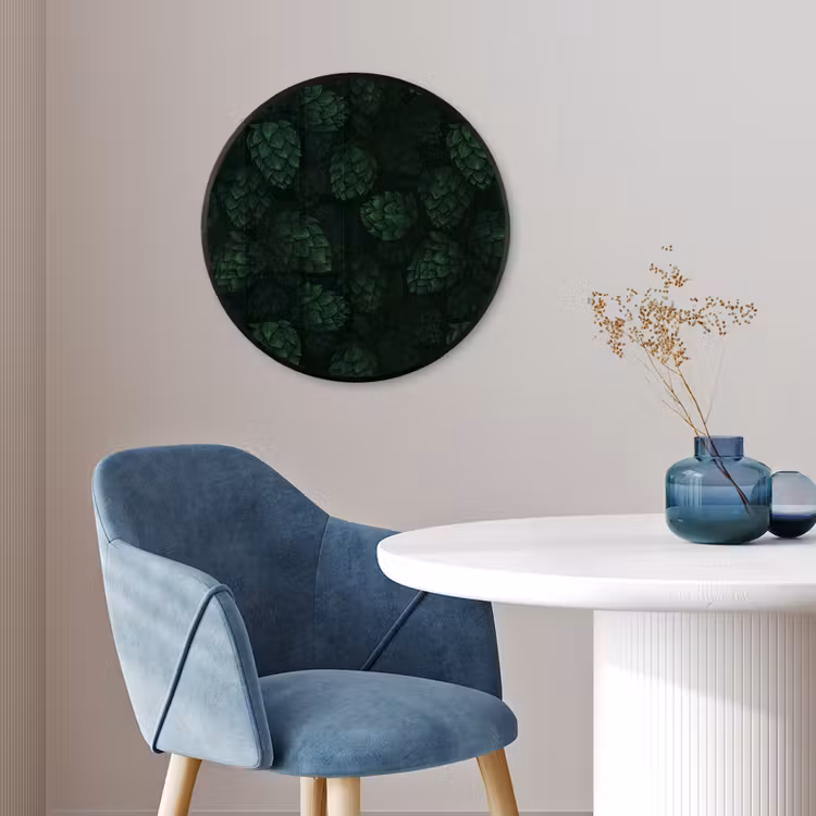 Donker - Groen - Hopbellen - Botanisch - Illustratie Fotolijst rond zonder passe partout klein 856 -sfeer2