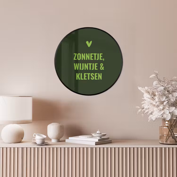 Donkergroen - Quote - Zon - Zomer Fotolijst rond zonder passe partout klein -sfeer3