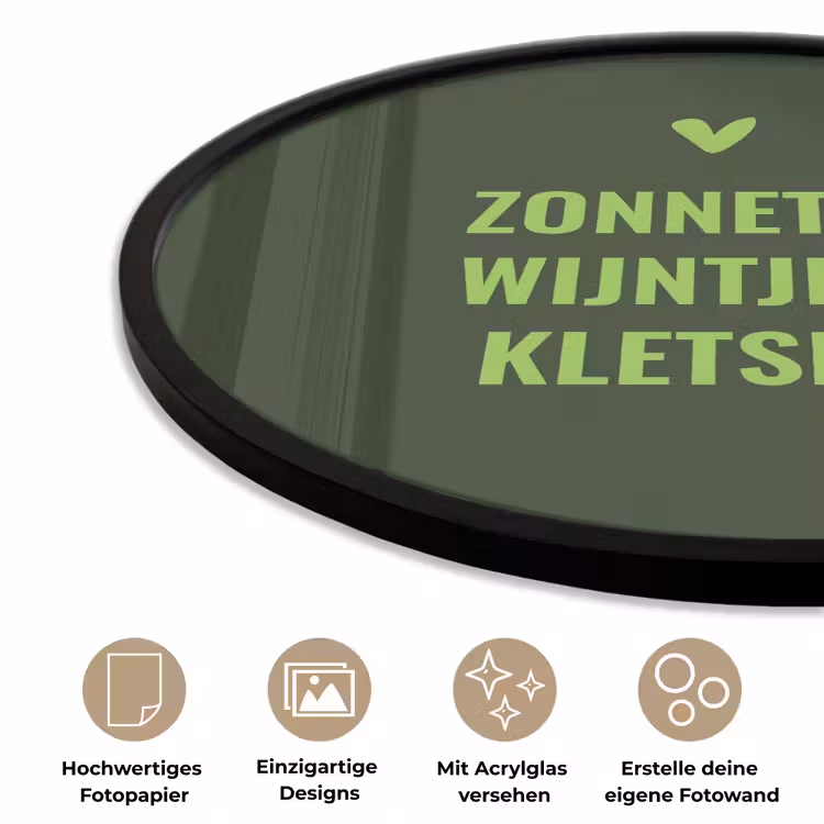 Donkergroen - Quote - Zon - Zomer Fotolijst rond zonder passe partout klein -closeup_DE