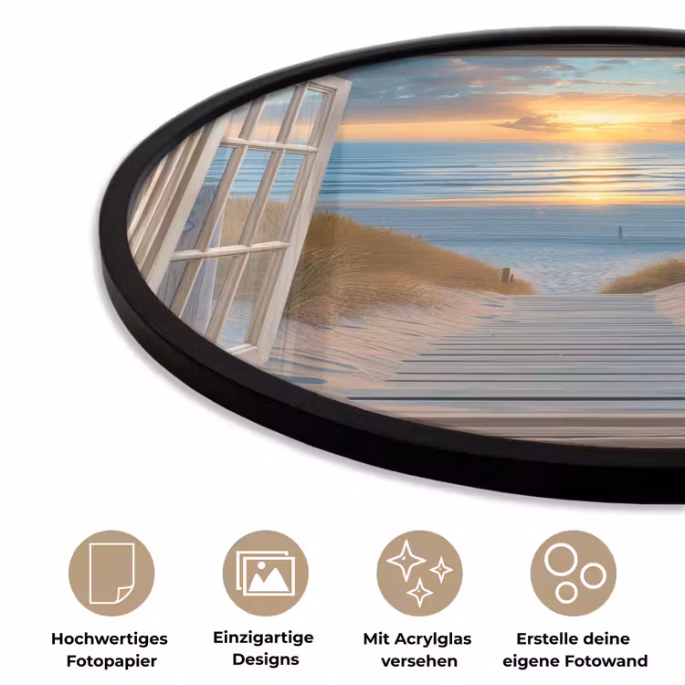 Doorkijk - Strand - Pad - Zonsondergang Fotolijst rond zonder passe partout klein -closeup_DE