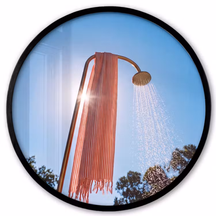 Douche - Water - Zomer - Blauw Fotolijst rond zonder passe partout klein -3d