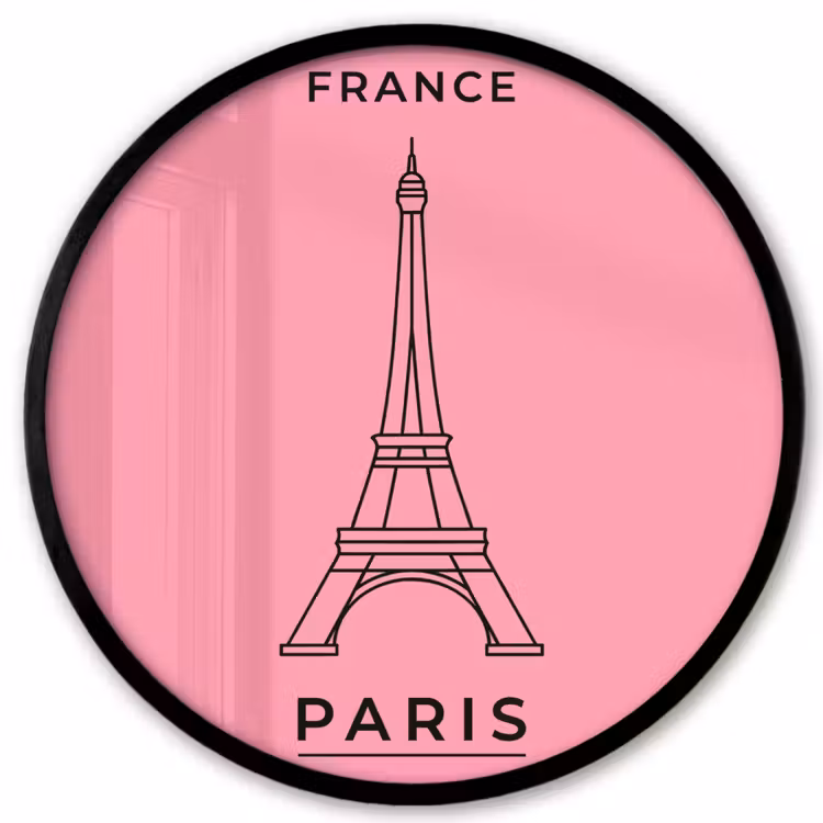 Eiffeltoren - Parijs - Architectuur - Minimalistisch - Roze Fotolijst rond zonder passe partout klein -3d
