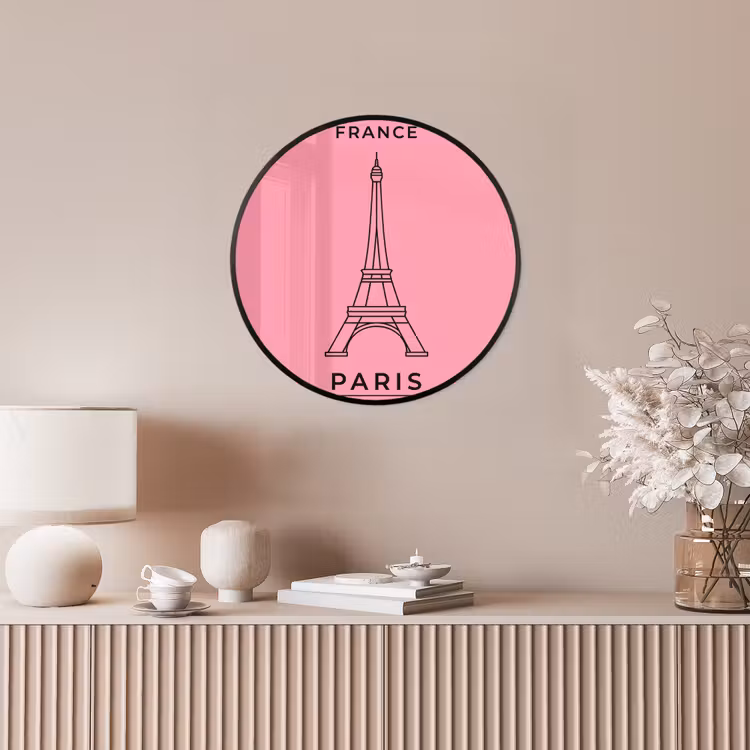 Eiffeltoren - Parijs - Architectuur - Minimalistisch - Roze Fotolijst rond zonder passe partout klein -sfeer3