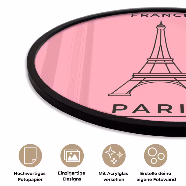 Eiffeltoren - Parijs - Architectuur - Minimalistisch - Roze Fotolijst rond zonder passe partout klein -closeup_DE