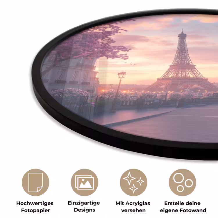 Eiffeltoren - Parijs - Roze Fotolijst rond zonder passe partout klein -closeup_DE