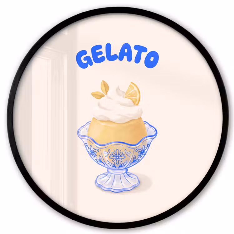 IJs - Citroen - Illustratie - Geel - Dessert Fotolijst rond zonder passe partout klein -3d