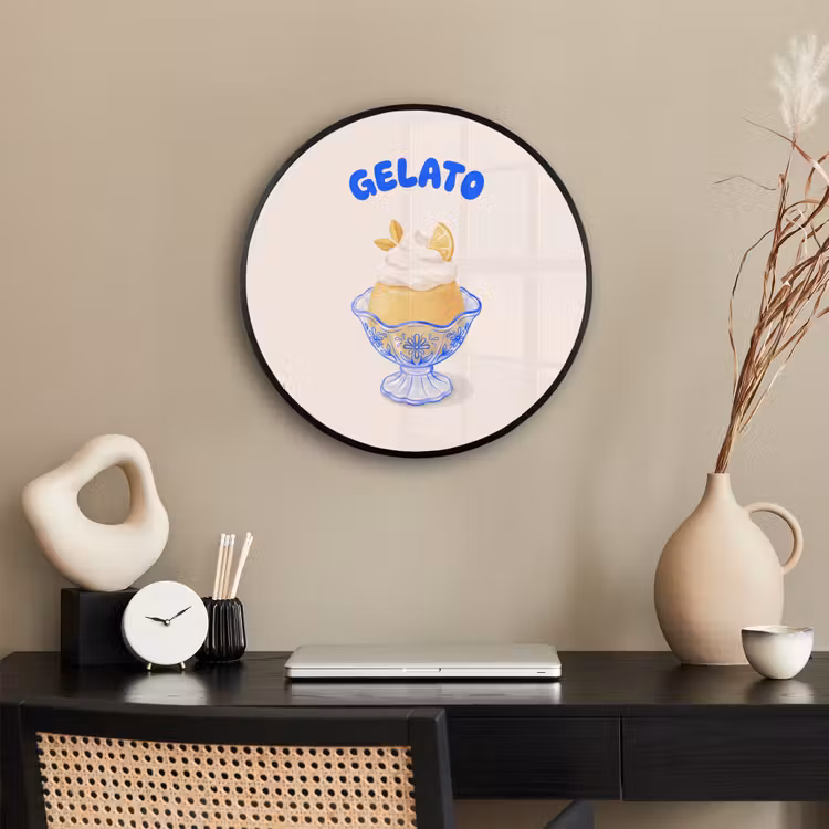 IJs - Citroen - Illustratie - Geel - Dessert Fotolijst rond zonder passe partout klein -sfeer1
