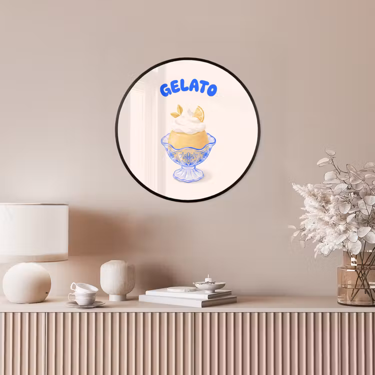 IJs - Citroen - Illustratie - Geel - Dessert Fotolijst rond zonder passe partout klein -sfeer3
