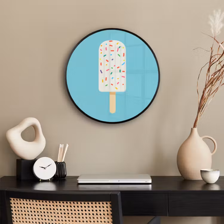 Ijsje - Stokje - Sprinkles - Lichtblauw Fotolijst rond zonder passe partout klein -sfeer1