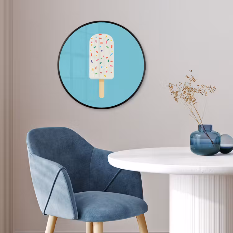 Ijsje - Stokje - Sprinkles - Lichtblauw Fotolijst rond zonder passe partout klein -sfeer2