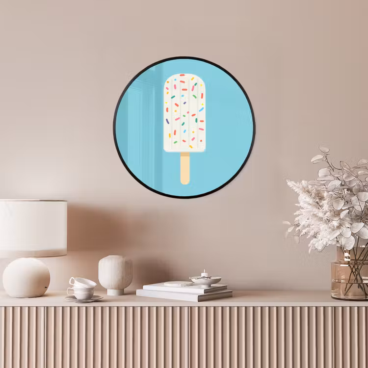 Ijsje - Stokje - Sprinkles - Lichtblauw Fotolijst rond zonder passe partout klein -sfeer3