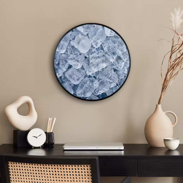Ijsblokjes - Water - Blauw Fotolijst rond zonder passe partout klein -sfeer1